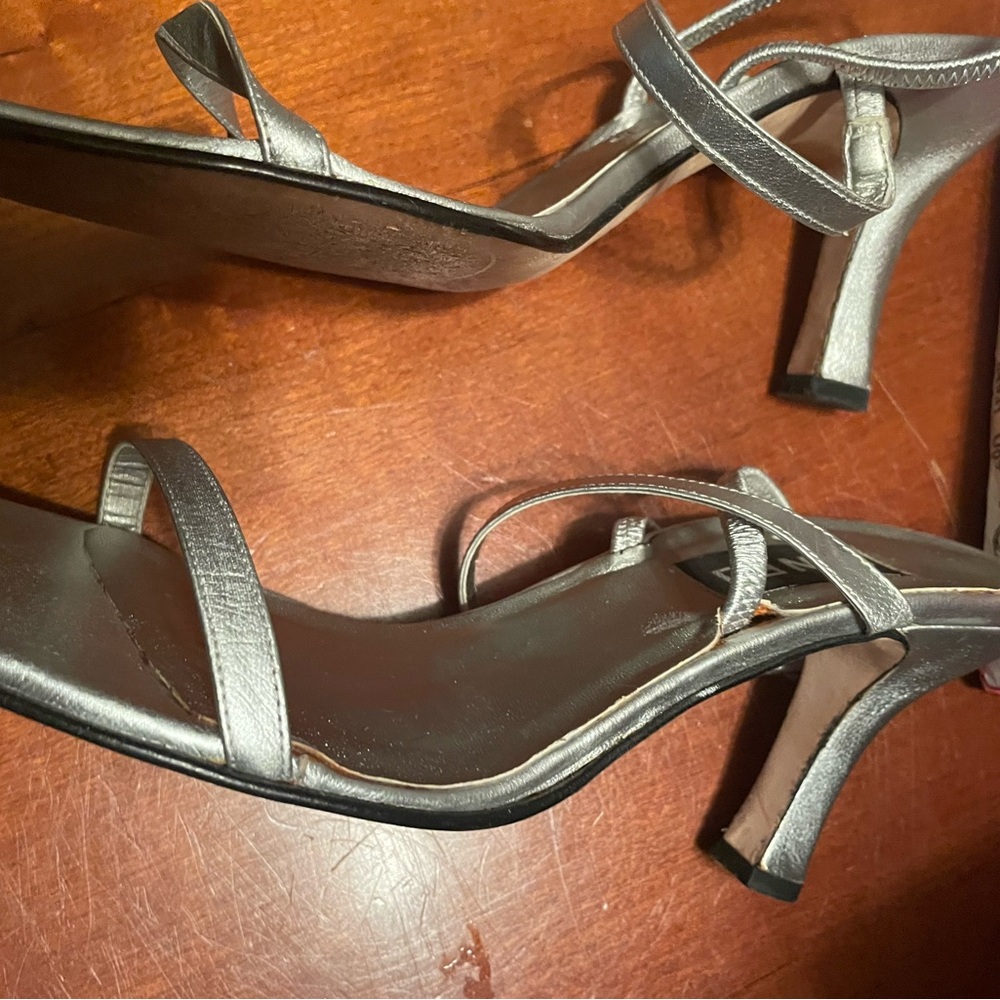 Vaneli Metallic Silver Strappy Heels